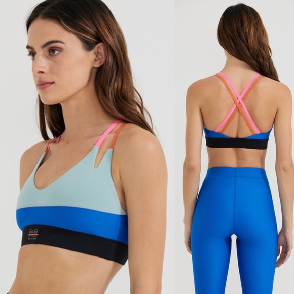 P.E. Nation Victory Sports Bra Size Small Blue Womens Racerback Gym Run Train 14 - Picture 1 of 6
